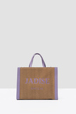 Соломенный шоппер JADISE medium с кожей сиреневого цвета