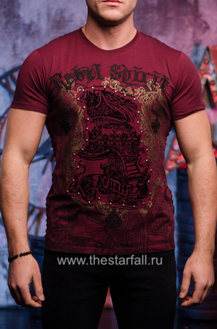 Rebel Spirit | Футболка мужская SSK121425 со шлемом на груди перед на модели