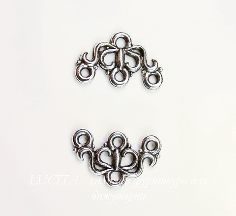 Коннектор Quest Beads "Маркиза" (1-3) 17х11 мм (цвет-античное серебро)