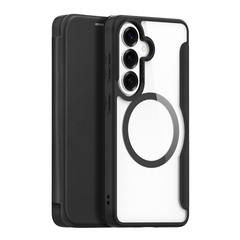 Чехол книжка черного цвета с MagSafe для Samsung Galaxy S26+ Плюс, серия Skin X Pro Series от Dux Ducis