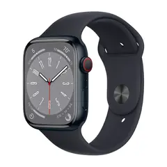 Умные часы Apple Watch Series 8 GPS + Cellular, 45mm, Stainless Steel Case with Sport Band (Серебристый)