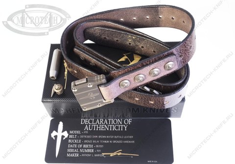 Ремень Marfione APIS Distressed Dark Brown Buffalo Titanium Bronzed 