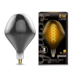 Лампа Gauss LED Filament SD160 8W Е27 300lm 2400К gray flexible 163802008