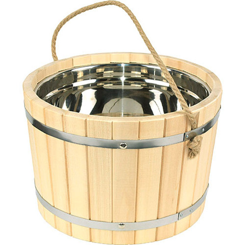 Шайка из липы со вставкой из нержавейки, 10 л