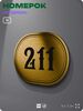 Номерок на дверь квартиры 211, для кабинета, офиса, шильдик 9 х 7 см, золотистый, Айдентика Технолоджи