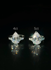 Кольцо GRAFF из серебра с камнем в огранке капля, размер 4ct карата