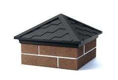 Полимерно-песчаный колпак на заборный столб, 2 × 2 кирпича, 535 × 535 × 43, «Гибкая черепица» (черный)