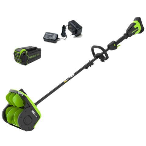 Аккумуляторная снегоуборочная лопата Greenworks GD40SS2 Арт. 2603107UG, 40V, 30 см, с регулируемым направлением выброса, бесщеточный, с 1хАКБ 5 Ач и ЗУ