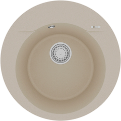 Lemark SULA 500 9910002 Кухонная мойка врезная круглая из кварцгранита круглая цвет: Бежевый фото