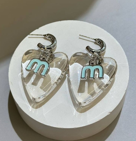 Серьги пусеты MIU MIU с подвеской сердце