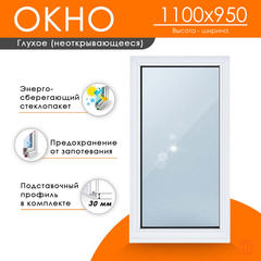 Пластиковое окно 1100 х 950 ТермА Эко с глухой створкой