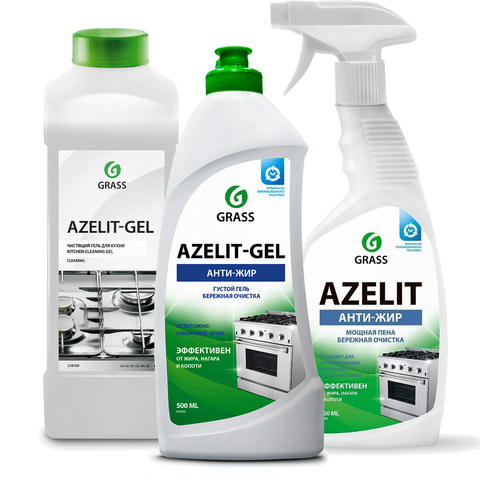 Чистящее средство для кухни Azelit Анти-жир Grass, 600 мл, Azelit-gel 500 мл, Azelit 1 л