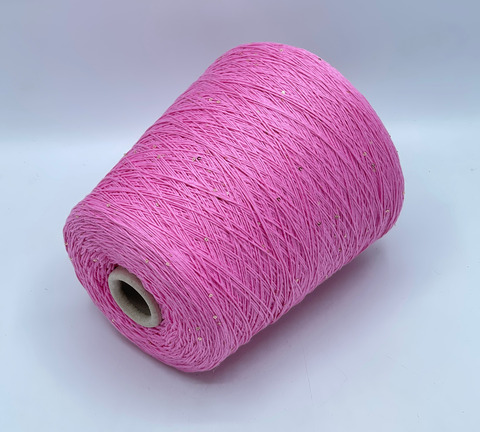 Бобинная пряжа, Cotone Paillettes, 330м, 97% Хлопок, 3% Полиэстер(пайетка), Розовый. 40704