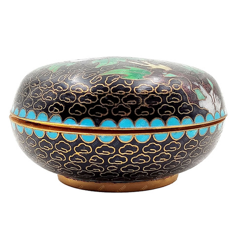 Старинная шкатулка с хризантемой в технике Cloisonne (Клуазоне). Китай. Первая половина XX в.