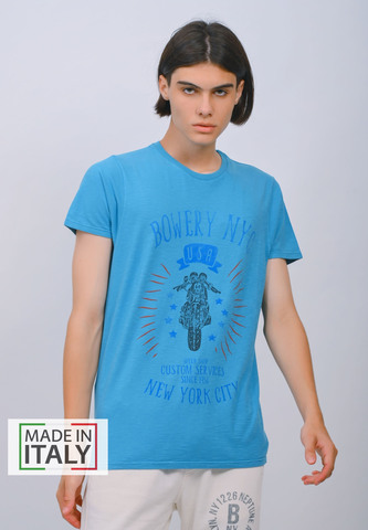 Футболка Bowery NYC Slub "Speed Shop" Pagoda Blue