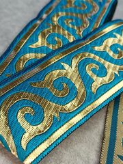Тесьма жаккард, ш. 5 см, бирюза