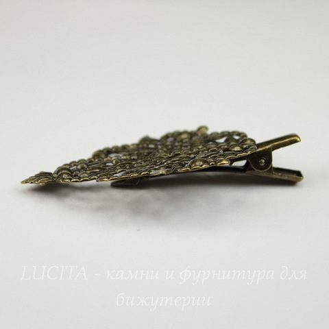 Основа для заколки с филигранью, 48х35 мм (цвет - античная бронза)