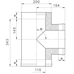 Тройник-сэндвич 90° d115х200мм (430/0,8мм+оцинк) Ferrum в интернет-магазине ЯрТехника