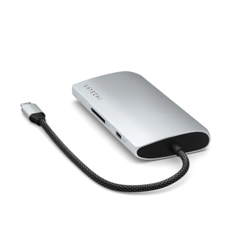 USB-хаб Satechi USB-C Multiport Adapter 8K With Ethernet V3, серебряный