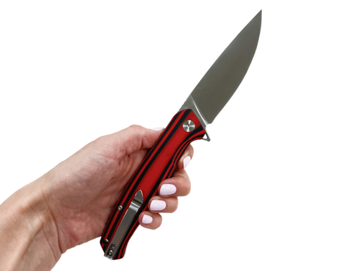 Складной нож Амур (техно),сталь AUS10 Co, рукоять G10 черно-красная