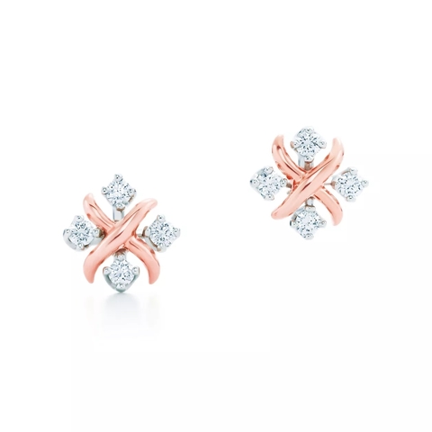 Серьги из розового золота 18k с бриллиантами, Tiffany 💎 Jean Shlumberge Lynn. В наличии