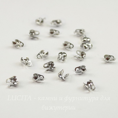 Концевик для маскировки узелка 4х3 мм, (цвет - никель), 20 штук