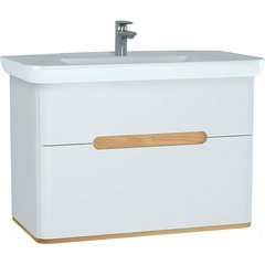 Vitra Sento 60826 Тумба с раковиной, с 2 ящиками, 100 см, с LED подсветкой, цвет матовый белый (ножки 61069 заказываются отдельно) фото