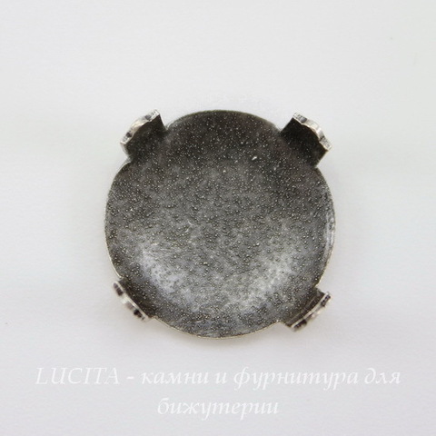 Сеттинг - основа "Черепашка" для камеи или кабошона 15 мм (оксид серебра) ()