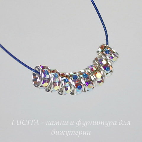 77504 Бусина - рондель Сваровски Crystal AB (цвет - серебро) 4х2 мм ()