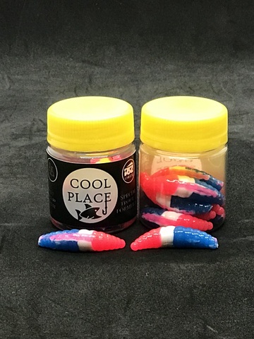 Форелевая силиконовая приманка COOL PLACE MAGGOT 1.6 цвет СИНИЙ-БЕЛЫЙ-РОЗОВЫЙ СЫР продажа от 2 шт.