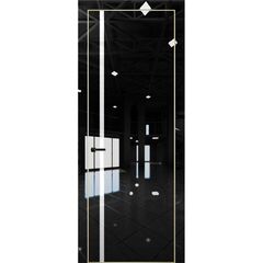 Купить Межкомнатная дверь глянец Pt 8 Платина crystall black алюминиевая кромка Al Gold Edition остеклённая