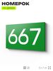 Номер на дверь 667, табличка на дверь для офиса, квартиры, кабинета, аудитории, склада, зеленая 120х70 мм, Айдентика Технолоджи