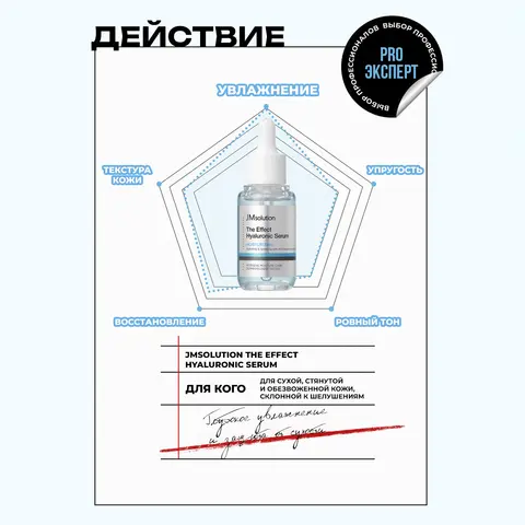 УВЛАЖНЯЮЩАЯ СЫВОРОТКА С ГИАЛУРОНОВОЙ КИСЛОТОЙ JMSOLUTION THE EFFECT HYALURONIC SERUM, 30 МЛ
