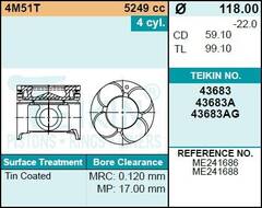 Поршень двигателя TEIKIN 43683 STD (4шт/упак)