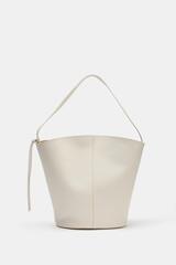 ZARA КОЖАНАЯ СУМКА НА ПЛЕЧО, БЕЛЫЙ