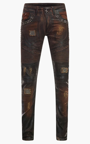 The Saints Sinphony | Джинсы мужские BROWN BIKER MOTO JEANS BLACK WAX SG326 перед