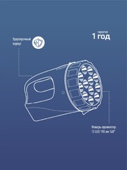 Фонарь светодиодный аккумуляторный,  прожектор, 190 лм, 100х105мм, KOCAccu9199LED(K-9199) (Космос) 89-0-331