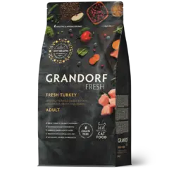 Сухой корм GRANDORF FRESH CAT Turkey беззерновой, индейка с бататом для взрослых кошек, диетическая формула для особо аллергичных кошек 2кг