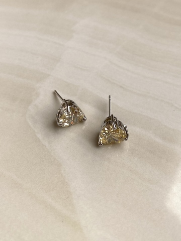 Серьги Капля с желтым цирконом, серебряный цвет