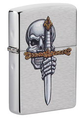 Фото Зажигалка ZIPPO Woodchuck Cherry с покрытием Brushed Chrome, латунь/сталь