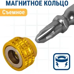 Бита отверточная ПРАКТИКА Профи PH-2/PZ-2 х 65 с магнитным кольцом (2 шт)