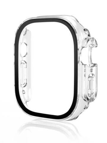 Противоударный чехол 360 для часов Apple Watch Ultra 49 мм полное покрытие с защитой экрана прозрачный / защитный кейс на смарт часы эпл вотч ультра с диагональю экрана 49 мм