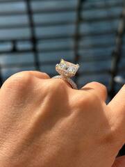 Кольцо GRAFF из серебра с камнем в огранке принцесса размер 4ct карата