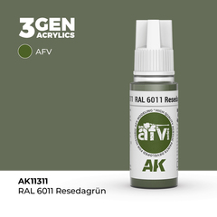 Акриловая краска AK Interactive RAL 6011 Resedagrün 3GEN AFV, 18мл
