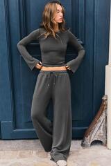 ZARA ФУТБОЛКА С ШИРОКИМИ ДЛИННЫМИ РУКАВАМИ, АНТРАЦИТОВО-СЕРЫЙ