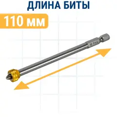 Бита отверточная ПРАКТИКА Профи PH-2 х 110мм с магнитным кольцом (915-632)
