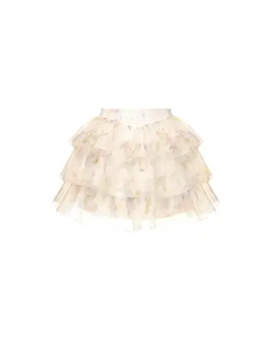 Бетти мини (Betty mini), юбка мини из молочной органзы с крупным цветочным принтом