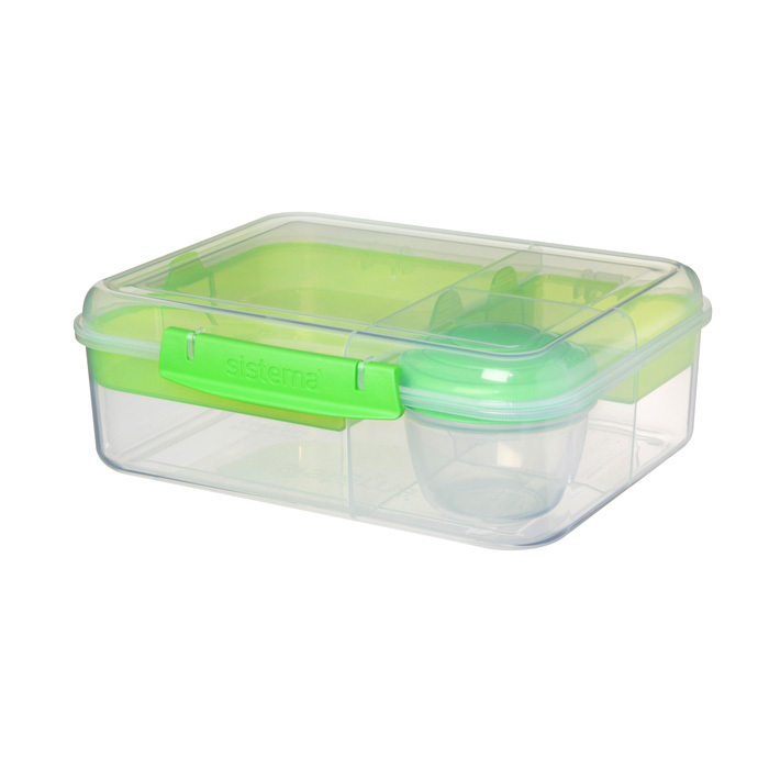 Ланч-бокс с баночкой Sistema "Bento TO GO", многосекционный, 1,65 л, цвет Зеленый