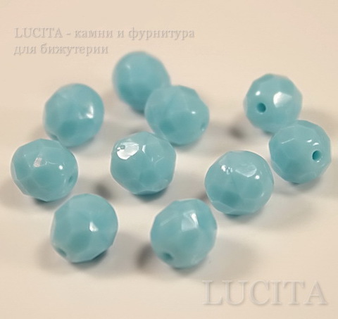 Бусина с огранкой (цвет- нежно-голубой) 8х7 мм , 10 штук ()