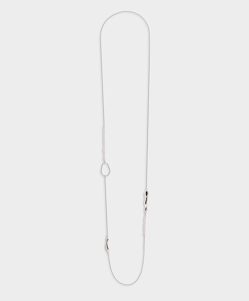 Серебряное колье с мелким белым жемчугом
